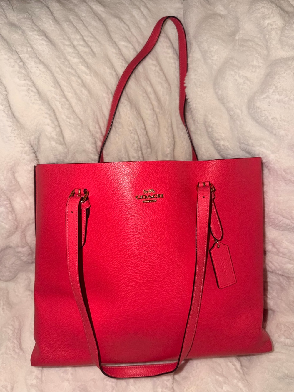Coach Mollie Tote 1671 Pink Pebbled Leather Large Shoulder Bag